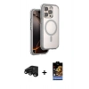 MARSİLYAN™- iPhone 15 Pro Max Kılıf Zirve Klasik Prime - Siyah Buffer Hayalet Cam Ekran Koruyucu + Raze Metal Kamera Lens - SH