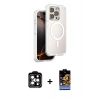 MARSİLYAN™- iPhone 15 Pro Max Kılıf Zirve Klasik Prime - Siyah Buffer Hayalet Cam Ekran Koruyucu + PVD Metal Kamera Lens - TU