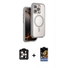 MARSİLYAN™- iPhone 15 Pro Max Kılıf Zirve Klasik Prime - Siyah Buffer Hayalet Cam Ekran Koruyucu + PVD Metal Kamera Lens - TU