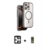 MARSİLYAN™- iPhone 15 Pro Max Kılıf Zirve Klasik Prime - Siyah Joko Magic 5D Hayalet Cam + PVD Metal Kamera Lens - GS