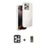MARSİLYAN™- iPhone 15 Pro Max Kılıf Zirve Klasik Prime - Siyah Joko Magic 5D Hayalet Cam + Lacivert PVD Metal Kamera Lens