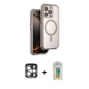 MARSİLYAN™- iPhone 15 Pro Max Kılıf Zirve Klasik Prime - Siyah Polymer Nano Ekran Koruyucu + PVD Metal Kamera Lens - GS