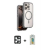 MARSİLYAN™- iPhone 15 Pro Max Kılıf Zirve Klasik Prime - Siyah Polymer Nano Ekran Koruyucu + PVD Metal Kamera Lens - LT