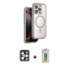 MARSİLYAN™- iPhone 15 Pro Max Kılıf Zirve Klasik Prime - Siyah Polymer Nano Ekran Koruyucu + PVD Metal Kamera Lens - LT