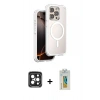 MARSİLYAN™- iPhone 15 Pro Max Kılıf Zirve Klasik Prime - Siyah Polymer Nano Ekran Koruyucu + PVD Metal Kamera Lens - SH
