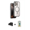 MARSİLYAN™- iPhone 15 Pro Max Kılıf Zirve Klasik Prime - Siyah Polymer Nano Ekran Koruyucu + Raze Metal Kamera Lens - TMGI