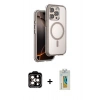 MARSİLYAN™- iPhone 15 Pro Max Kılıf Zirve Klasik Prime - Siyah Polymer Nano Ekran Koruyucu + PVD Metal Kamera Lens - TU