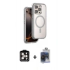 MARSİLYAN™- iPhone 15 Pro Max Kılıf Zirve Klasik Prime - Siyah Vanessa Magic Cam + Turuncu PVD Metal Kamera Lens