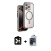 MARSİLYAN™- iPhone 15 Pro Max Kılıf Zirve Klasik Prime - Siyah Vanessa Magic Cam + Turuncu PVD Metal Kamera Lens