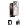 MARSİLYAN™- iPhone 15 Pro Max Kılıf Zirve Klasik Prime - Siyah Vanessa Magic Cam + Turuncu PVD Metal Kamera Lens