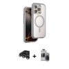 MARSİLYAN™- iPhone 15 Pro Max Kılıf Zirve Klasik Prime - Siyah Vanessa Magic Hayalet Cam + Raze Metal Kamera Lens - GS