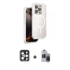 MARSİLYAN™- iPhone 15 Pro Max Kılıf Zirve Klasik Prime - Siyah Vanessa Magic Hayalet Cam + PVD Metal Kamera Lens - LT