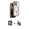 MARSİLYAN™- iPhone 15 Pro Max Kılıf Zirve Klasik Prime - Siyah Vanessa Magic Hayalet Cam + PVD Metal Kamera Lens - SH