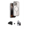 MARSİLYAN™- iPhone 15 Pro Max Kılıf Zirve Klasik Prime - Siyah Vanessa Magic Hayalet Cam + Raze Metal Kamera Lens - SH