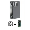 MARSİLYAN™- iPhone 15 Pro Max Kılıf Zirve Modern Prime - Şeffaf 360 Full Body Arka Koruyucu + PVD Metal Kamera Lens - GS