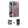 MARSİLYAN™- iPhone 15 Pro Max Kılıf Zirve Modern Prime - Şeffaf 360 Full Body Arka Koruyucu + PVD Metal Kamera Lens - LT