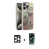 MARSİLYAN™- iPhone 15 Pro Max Kılıf Zirve Modern Prime - Şeffaf 360 Full Body Arka Koruyucu + PVD Metal Kamera Lens - LT