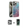 MARSİLYAN™- iPhone 15 Pro Max Kılıf Zirve Modern Prime - Şeffaf 360 Full Body Arka Koruyucu + PVD Metal Kamera Lens - LT