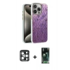 MARSİLYAN™- iPhone 15 Pro Max Kılıf Zirve Modern Prime - Şeffaf 360 Full Body Arka Koruyucu + PVD Metal Kamera Lens - LT