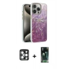 MARSİLYAN™- iPhone 15 Pro Max Kılıf Zirve Modern Prime - Şeffaf 360 Full Body Arka Koruyucu + PVD Metal Kamera Lens - LT