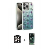 MARSİLYAN™- iPhone 15 Pro Max Kılıf Zirve Modern Prime - Şeffaf 360 Full Body Arka Koruyucu + PVD Metal Kamera Lens - TU