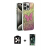 MARSİLYAN™- iPhone 15 Pro Max Kılıf Zirve Modern Prime - Şeffaf 360 Full Body Arka Koruyucu + PVD Metal Kamera Lens - TU