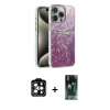 MARSİLYAN™- iPhone 15 Pro Max Kılıf Zirve Modern Prime - Şeffaf 360 Full Body Arka Koruyucu + PVD Metal Kamera Lens - TU