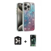 MARSİLYAN™- iPhone 15 Pro Max Kılıf Zirve Modern Prime - Şeffaf 360 Full Body Arka Koruyucu + PVD Metal Kamera Lens - TU