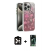 MARSİLYAN™- iPhone 15 Pro Max Kılıf Zirve Modern Prime - Şeffaf 360 Full Body Arka Koruyucu + PVD Metal Kamera Lens - TU