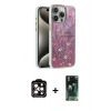 MARSİLYAN™- iPhone 15 Pro Max Kılıf Zirve Modern Prime - Şeffaf 360 Full Body Arka Koruyucu + PVD Metal Kamera Lens - TU