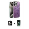 MARSİLYAN™- iPhone 15 Pro Max Kılıf Zirve Modern Prime - Şeffaf 360 Full Body Arka Koruyucu + PVD Metal Kamera Lens - TU