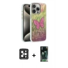 MARSİLYAN™- iPhone 15 Pro Max Kılıf Zirve Modern Prime - Şeffaf 360 Full Body Arka Koruyucu + Siyah PVD Metal Kamera Lens