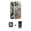 MARSİLYAN™- iPhone 15 Pro Max Kılıf Zirve Modern Prime - Şeffaf 360 Full Body Arka Koruyucu + Siyah PVD Metal Kamera Lens