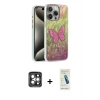 MARSİLYAN™- iPhone 15 Pro Max Kılıf Zirve Modern Prime - Şeffaf Pasifik Cam Ekran Koruyucu + PVD Metal Kamera Lens - GI