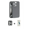 MARSİLYAN™- iPhone 15 Pro Max Kılıf Zirve Modern Prime - Şeffaf Pasifik Cam Ekran Koruyucu + PVD Metal Kamera Lens - LT