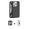 MARSİLYAN™- iPhone 15 Pro Max Kılıf Zirve Modern Prime - Şeffaf Pasifik Cam Ekran Koruyucu + PVD Metal Kamera Lens - LT