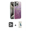 MARSİLYAN™- iPhone 15 Pro Max Kılıf Zirve Modern Prime - Şeffaf Pasifik Cam Ekran Koruyucu + Siyah PVD Metal Kamera Lens