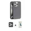 MARSİLYAN™- iPhone 15 Pro Max Kılıf Zirve Modern Prime - Şeffaf Pasifik Cam Ekran Koruyucu + PVD Metal Kamera Lens - SH