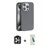 MARSİLYAN™- iPhone 15 Pro Max Kılıf Zirve Modern Prime - Şeffaf Pasifik Cam Ekran Koruyucu + PVD Metal Kamera Lens - TU