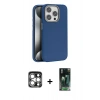 MARSİLYAN™- iPhone 15 Pro Max Kılıf Zirve Modern Prime - Siyah 360 Mat Full Body Arka Koruyucu + Gümüş PVD Metal Kamera Lens
