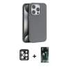 MARSİLYAN™- iPhone 15 Pro Max Kılıf Zirve Modern Prime - Siyah 360 Mat Full Body Arka Koruyucu + PVD Metal Kamera Lens - LT