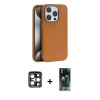 MARSİLYAN™- iPhone 15 Pro Max Kılıf Zirve Modern Prime - Siyah 360 Mat Full Body Arka Koruyucu + PVD Metal Kamera Lens - LT