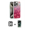 MARSİLYAN™- iPhone 15 Pro Max Kılıf Zirve Modern Prime - Siyah 360 Mat Full Body Arka Koruyucu + PVD Metal Kamera Lens - GS
