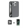 MARSİLYAN™- iPhone 15 Pro Max Kılıf Zirve Modern Prime - Siyah 360 Mat Full Body Arka Koruyucu + PVD Metal Kamera Lens - SH