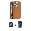 MARSİLYAN™- iPhone 15 Pro Max Kılıf Zirve Modern Prime - Siyah 360 Mat Full Body Arka Koruyucu + PVD Metal Kamera Lens - TU