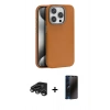 MARSİLYAN™- iPhone 15 Pro Max Kılıf Zirve Modern Prime - Siyah 3D Antistatik Hayalet Cam Ekran Koruyucu + Raze Metal Kamera Lens - TMGI