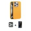 MARSİLYAN™- iPhone 15 Pro Max Kılıf Zirve Modern Prime - Siyah 3D Antistatik Hayalet Cam Ekran Koruyucu + PVD Metal Kamera Lens - LT