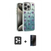 MARSİLYAN™- iPhone 15 Pro Max Kılıf Zirve Modern Prime - Siyah 3D Antistatik Hayalet Cam Ekran Koruyucu + PVD Metal Kamera Lens - SH