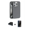MARSİLYAN™- iPhone 15 Pro Max Kılıf Zirve Modern Prime - Siyah 3D Antistatik Hayalet Cam Ekran Koruyucu + Raze Metal Kamera Lens - LT