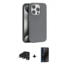 MARSİLYAN™- iPhone 15 Pro Max Kılıf Zirve Modern Prime - Siyah 3D Antistatik Hayalet Cam Ekran Koruyucu + Raze Metal Kamera Lens - TMGI